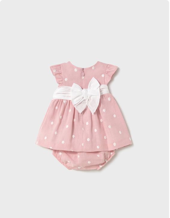 Vestido con cubrepañal bordado recién nacida