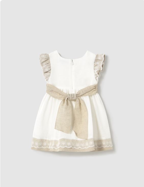 Vestido combinado con lino bebé niña
