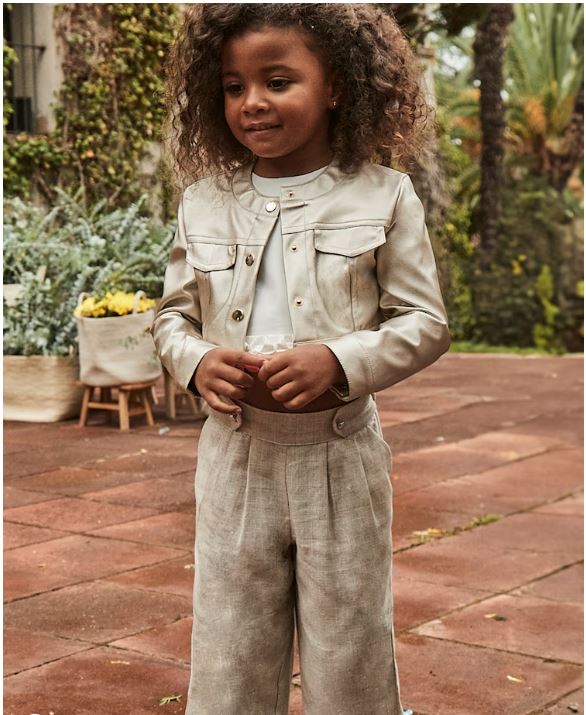 Pantalón fluido con lino niña