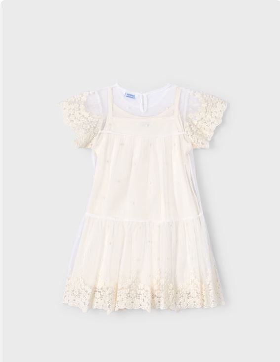 Vestido tul bordado niña