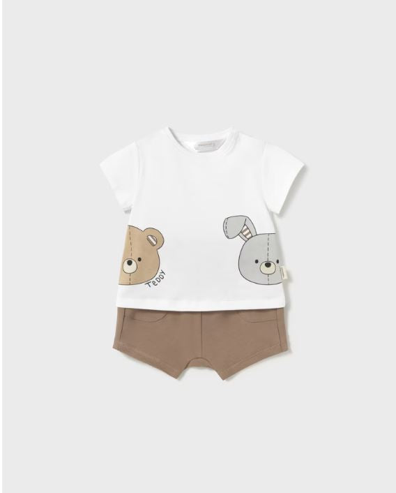 Conjunto pantalón corto y camiseta animales recién nacido