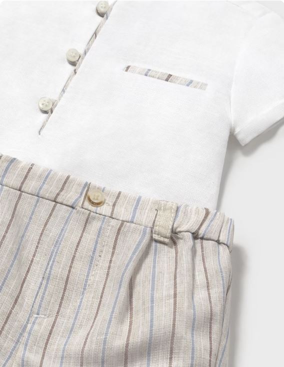 Conjunto pantalón corto y camisa con lino recién nacido