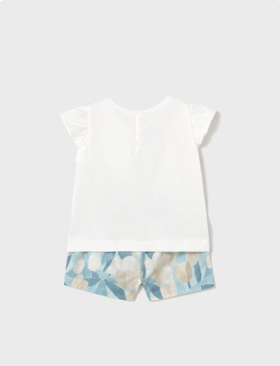 Conjunto pantalón corto floral y camiseta bebé niña