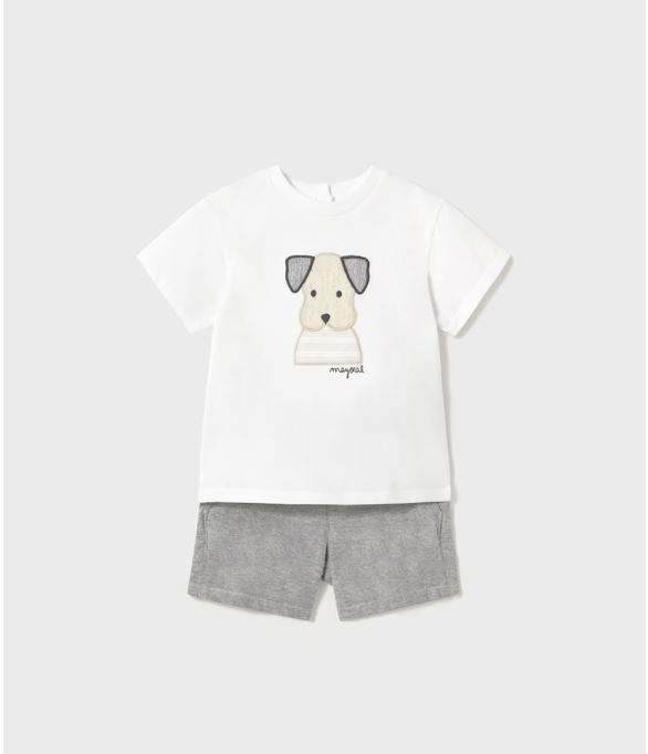 Conjunto bermuda y camiseta diseño perro bebé niño