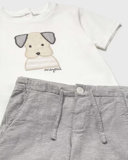 Conjunto bermuda y camiseta diseño perro bebé niño