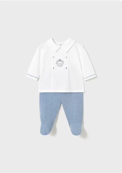 Conjunto polaina y camiseta cuello recién nacido