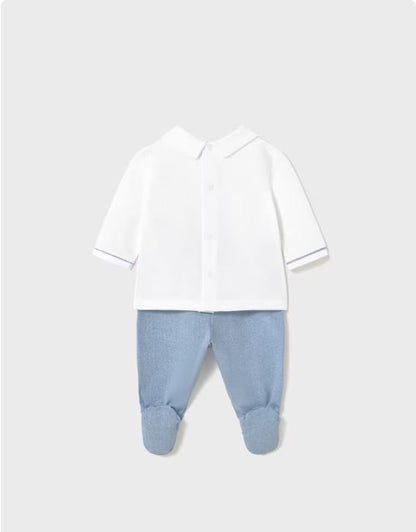 Conjunto polaina y camiseta cuello recién nacido