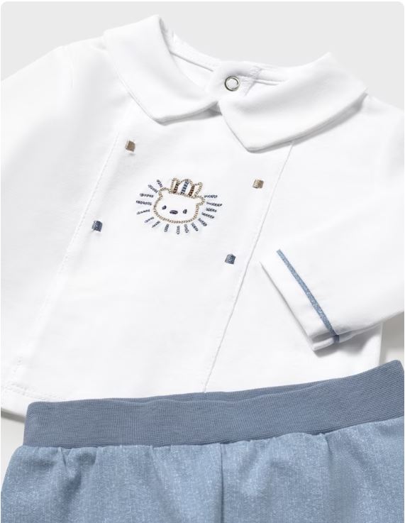 Conjunto polaina y camiseta cuello recién nacido
