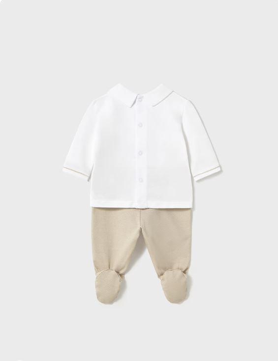 Conjunto polaina y camiseta cuello recién nacido