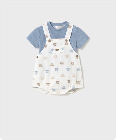 Conjunto peto bordado y camiseta recién nacido