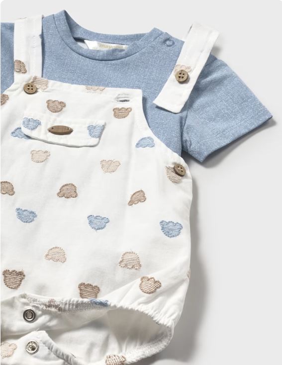 Conjunto peto bordado y camiseta recién nacido