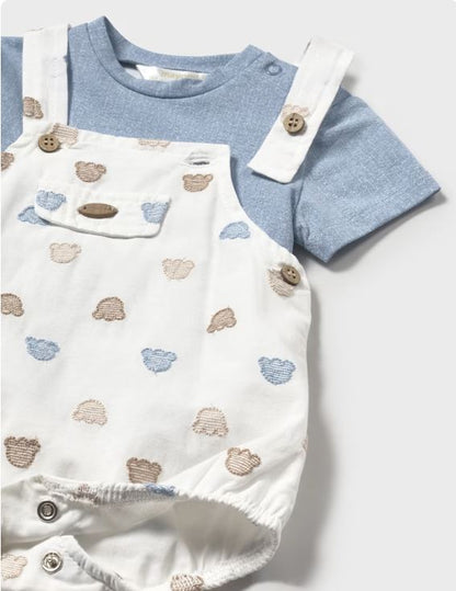 Conjunto peto bordado y camiseta recién nacido