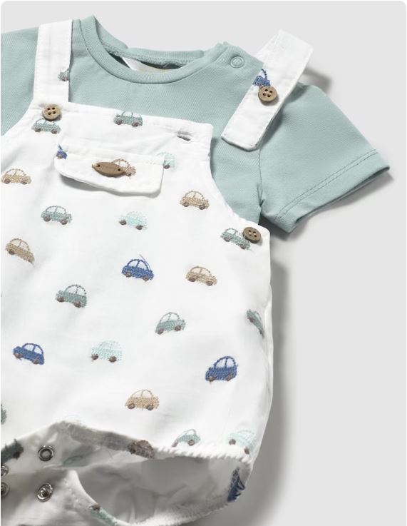 Conjunto peto bordado y camiseta recién nacido