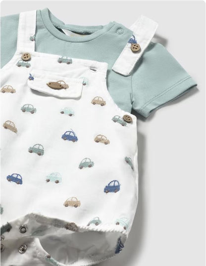 Conjunto peto bordado y camiseta recién nacido