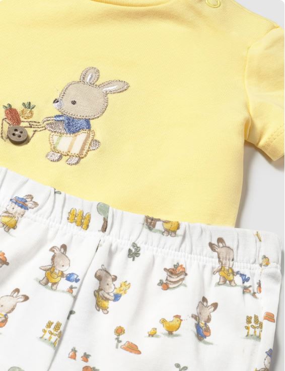 Conjunto 4 piezas pantalón corto recién nacido