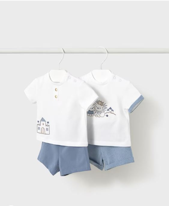 Conjunto 4 piezas pantalón corto recién nacido