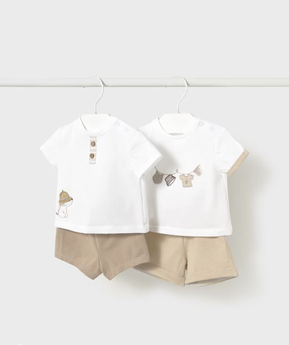 Conjunto 4 piezas pantalón corto recién nacido