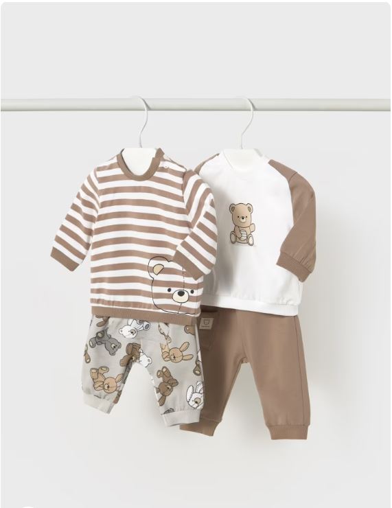 Conjunto 4 piezas pantalón largo recién nacido