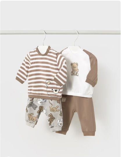 Conjunto 4 piezas pantalón largo recién nacido