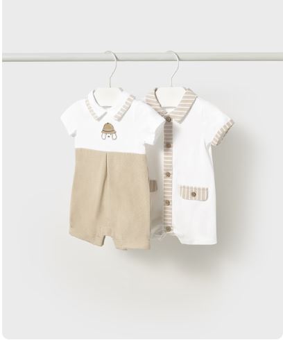 Set 2 enteritos cortos cuello recién nacido