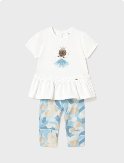 Conjunto legging y camiseta volante bebé niña