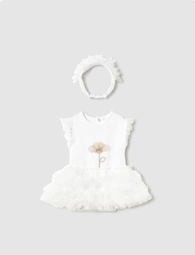 Body tutú con diadema recién nacida
