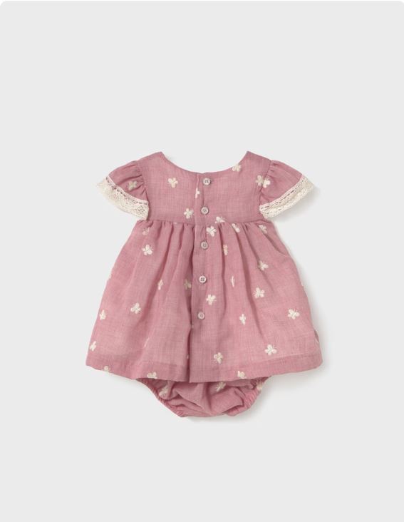 Vestido con cubrepañal bordado recién nacida