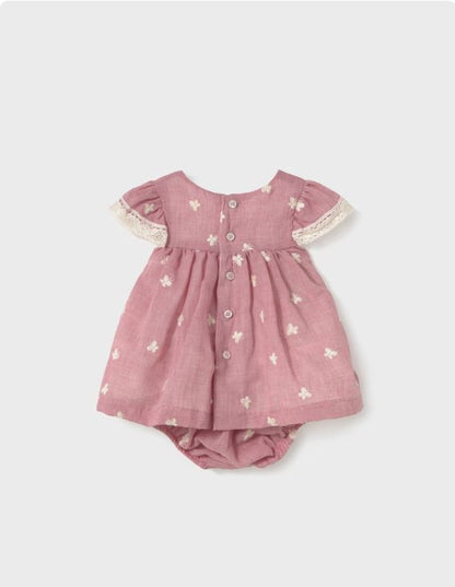 Vestido con cubrepañal bordado recién nacida