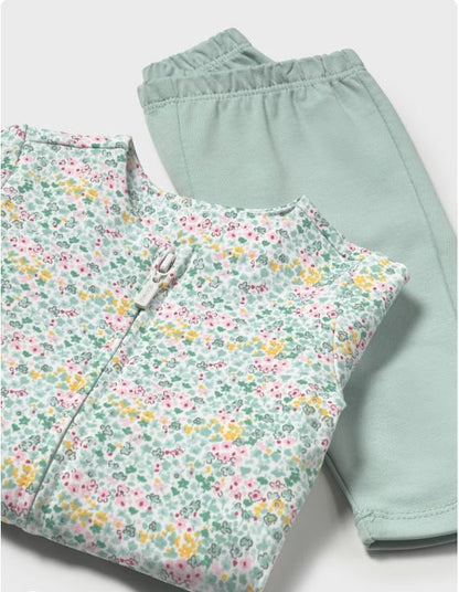 Chándal con camiseta flores recién nacida