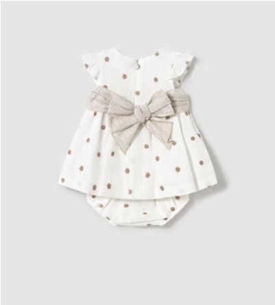 Vestido con cubrepañal bordado recién nacida