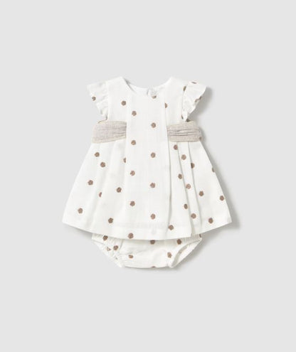 Vestido con cubrepañal bordado recién nacida