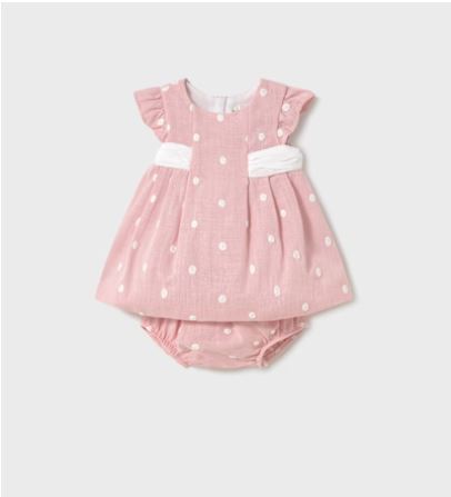 Vestido con cubrepañal bordado recién nacida