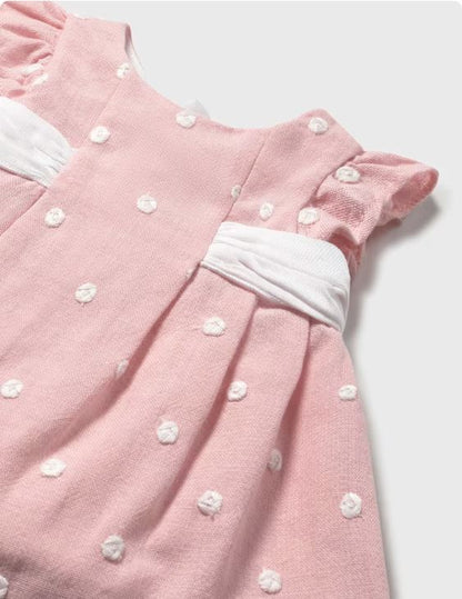 Vestido con cubrepañal bordado recién nacida