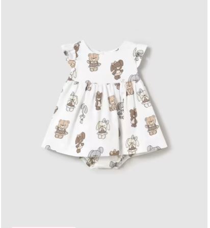 Vestido con cubrepañal estampado recién nacida