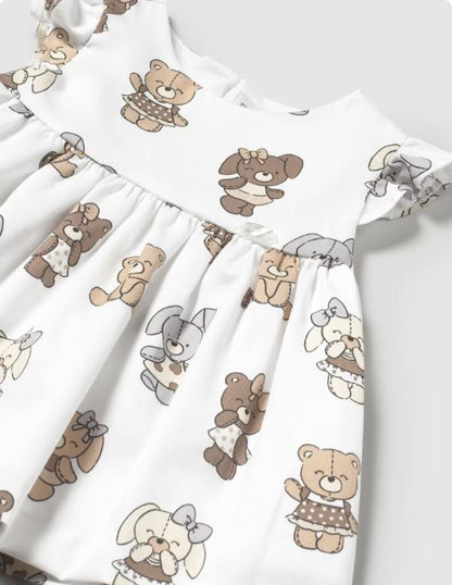 Vestido con cubrepañal estampado recién nacida