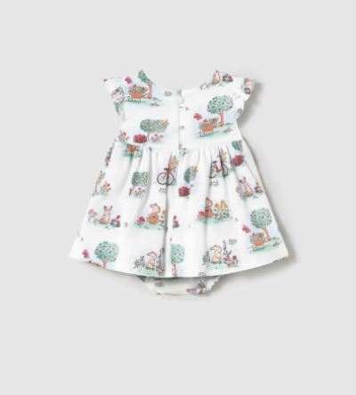 Vestido con cubrepañal estampado recién nacida