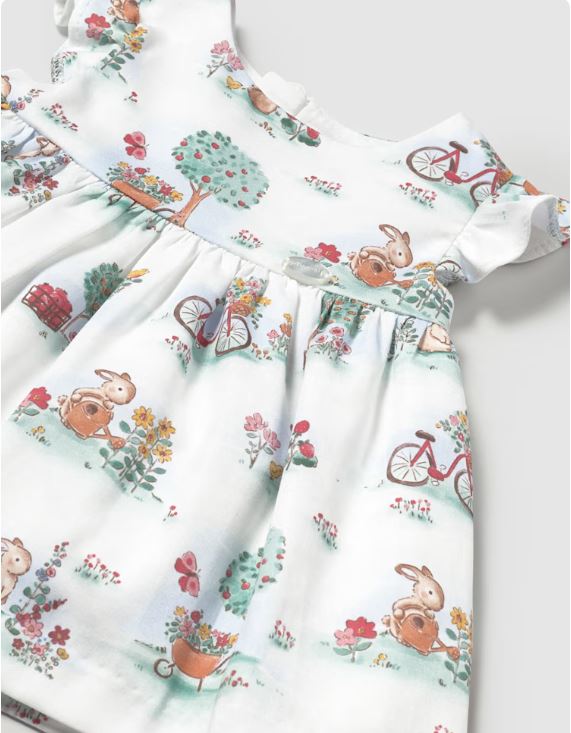 Vestido con cubrepañal estampado recién nacida
