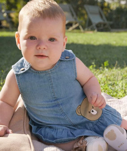Vestido vaquero con gorro recién nacida