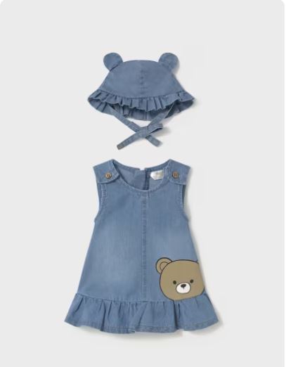 Vestido vaquero con gorro recién nacida