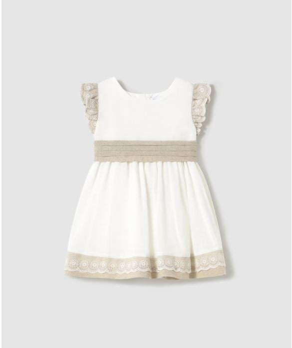 Vestido combinado con lino bebé niña