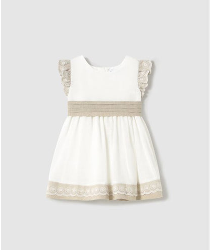 Vestido combinado con lino bebé niña