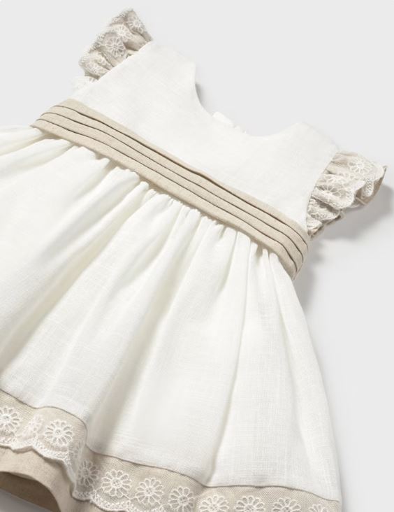 Vestido combinado con lino bebé niña