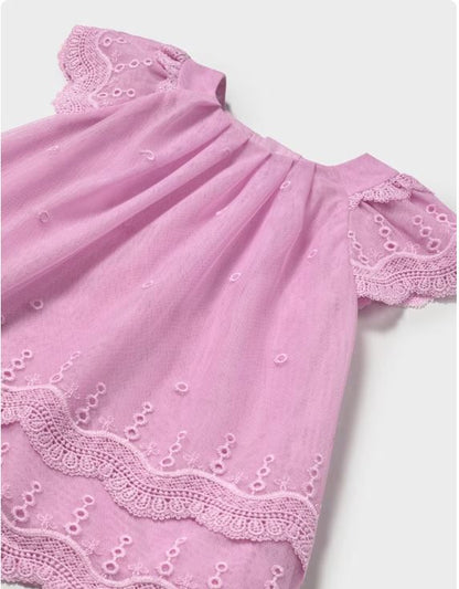 Vestido tul bordado volantes bebé niña