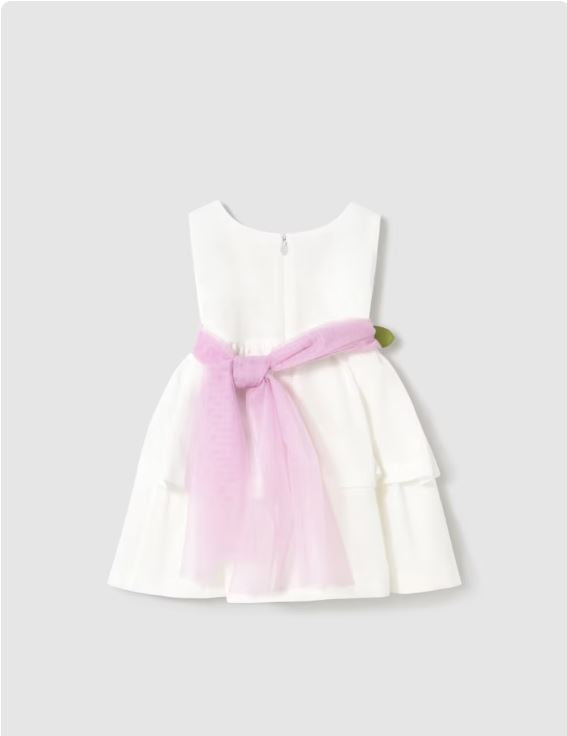 Vestido con fajín floral bebé niña