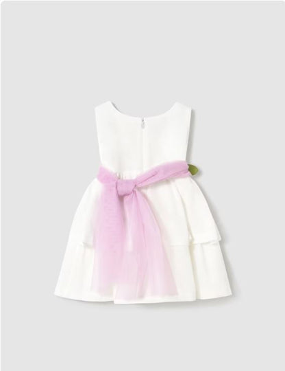 Vestido con fajín floral bebé niña