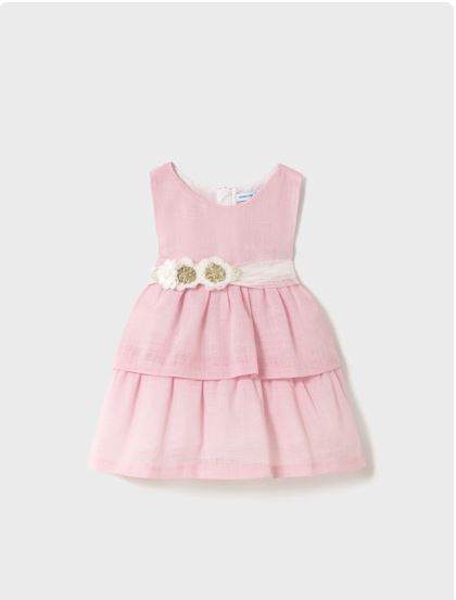 Vestido con fajín floral bebé niña
