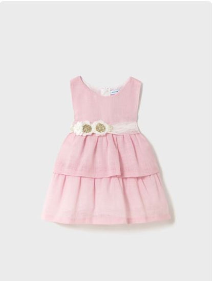 Vestido con fajín floral bebé niña