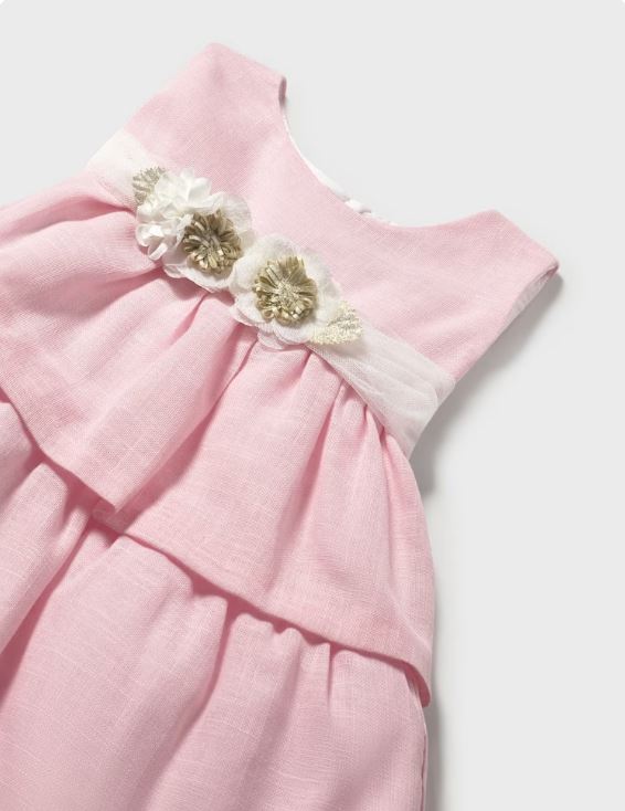 Vestido con fajín floral bebé niña
