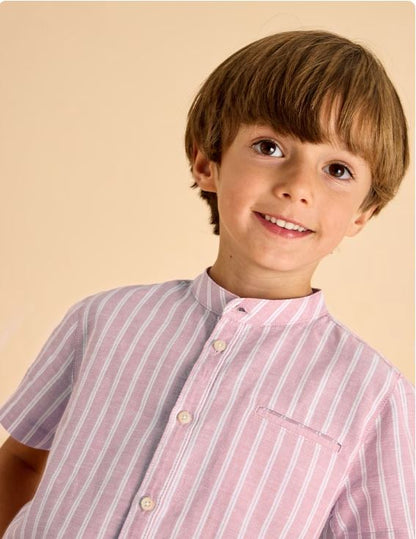 Camisa cuello mao con lino niño