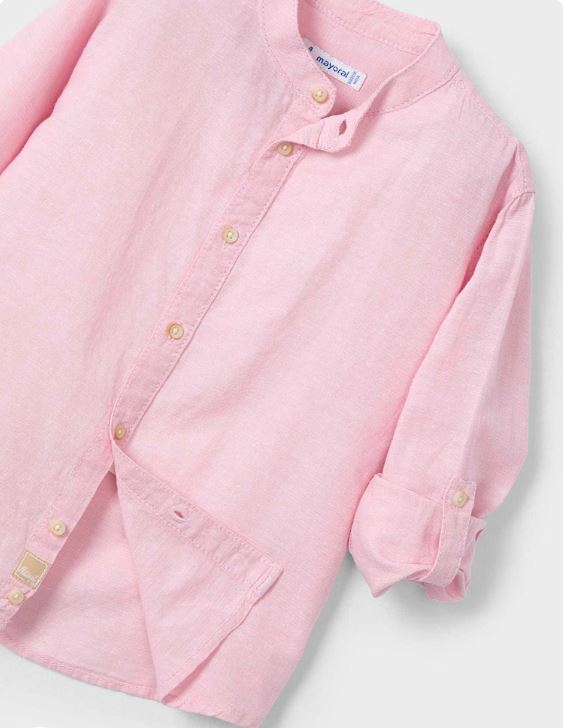 Camisa manga larga cuello mao  lino niño